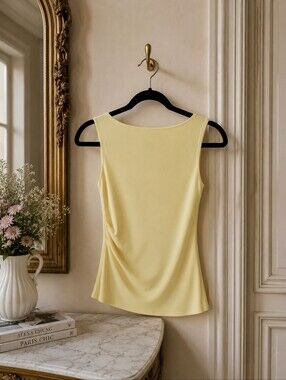 ZARA Pale Yellow Assymetrical Sleeveless Top | Size Small